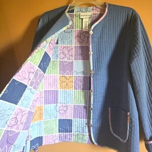 Alfred Dunner Patchwork Button Blazer, 12 (PTP=22")